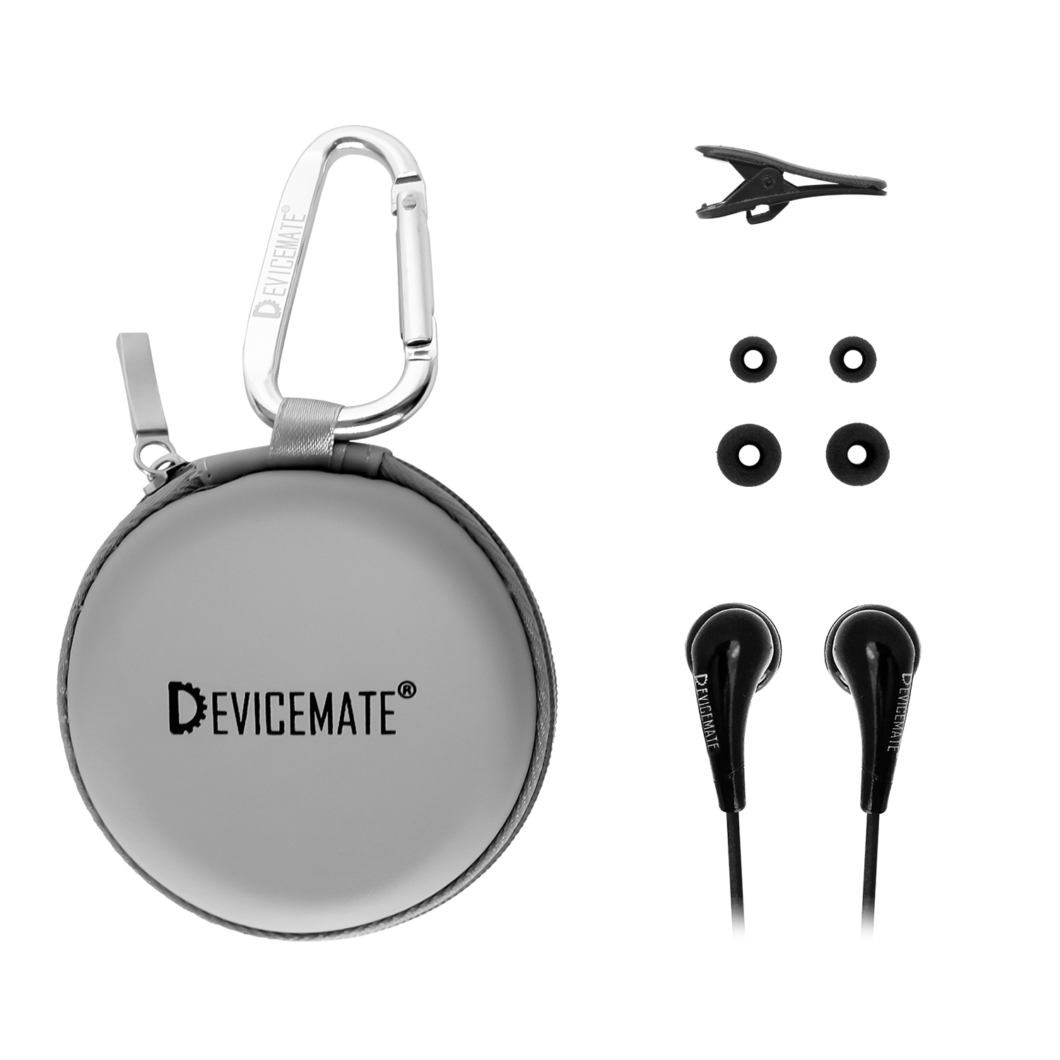 DEVICEMATE® SD 255-SLG In-Ear Stereo Earphones [Slate Gray] Case