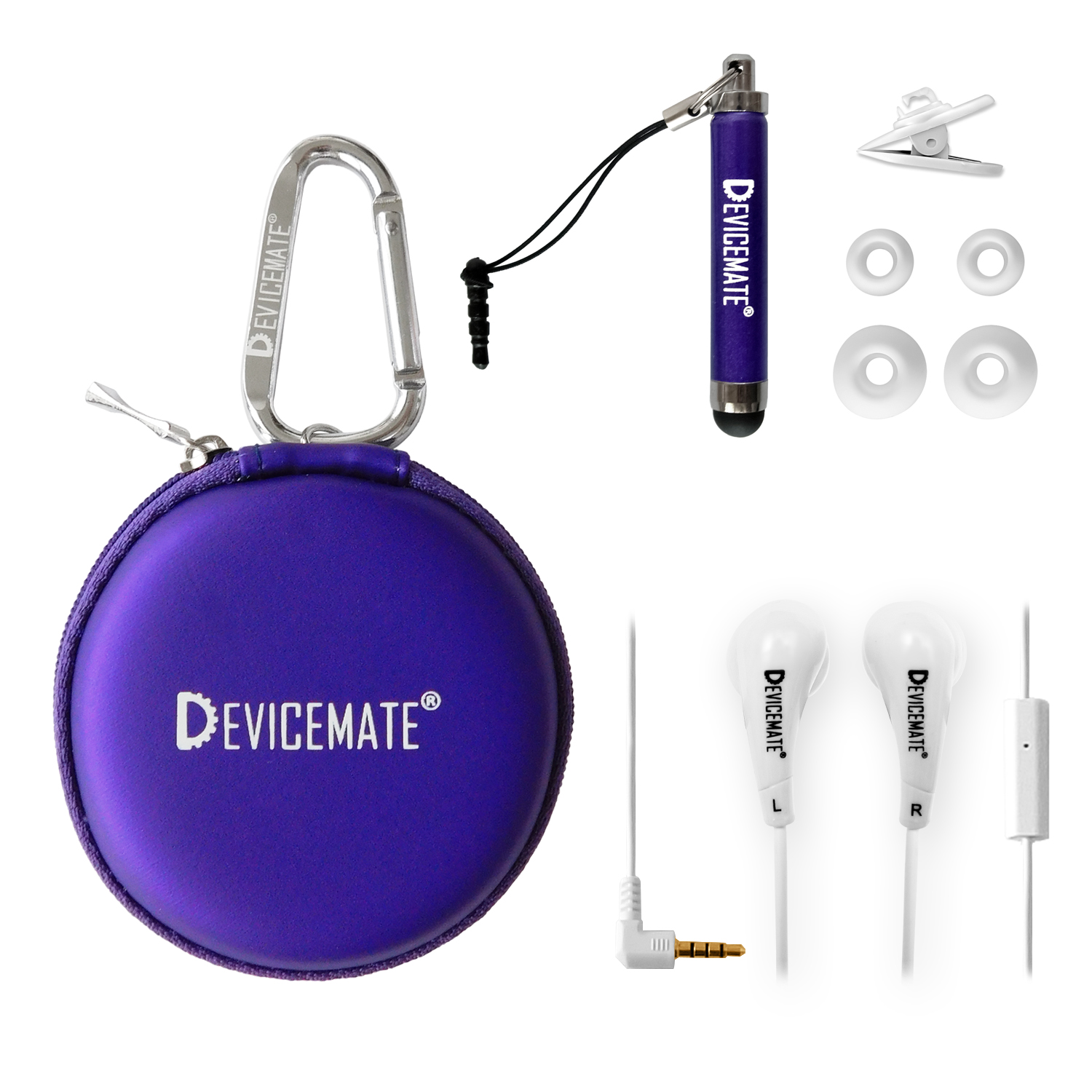 DEVICEMATE® SD 455-CPE Earphones w/mic for iPhone [Purple] Case