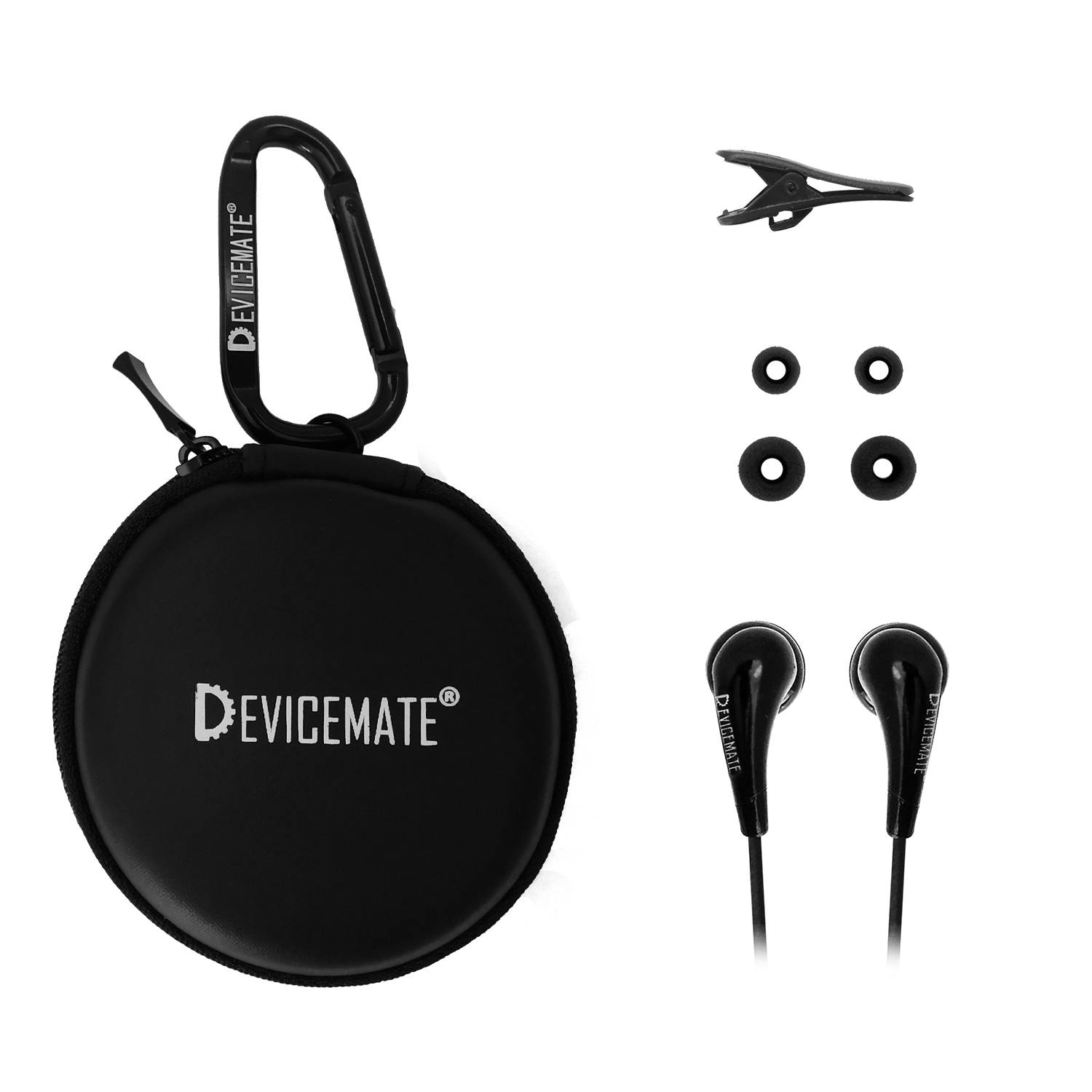 DEVICEMATE® SD 255-CBK In-Ear Stereo Earphones [Black] Case
