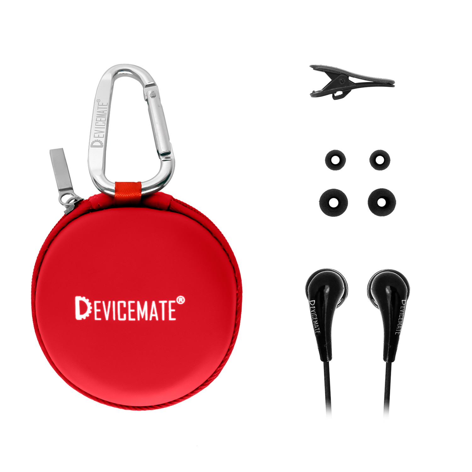 DEVICEMATE SD 255-BRD In-Ear Stereo Earphones Buccaneer Red Case