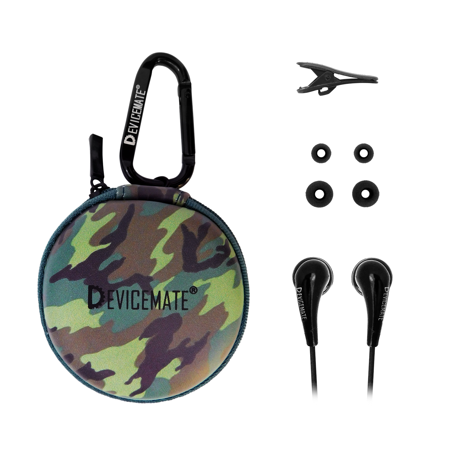 DEVICEMATE® SD 255-GCM In-Ear Stereo Earphones [Green Camo] Case