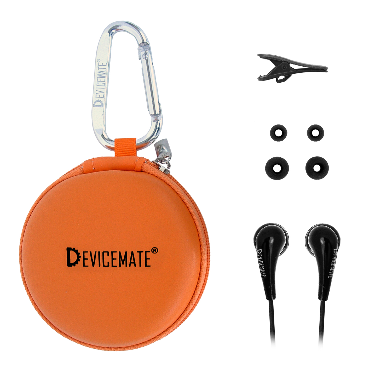 DEVICEMATE® SD 255-COR In-Ear Stereo Earphones [Orange] Case