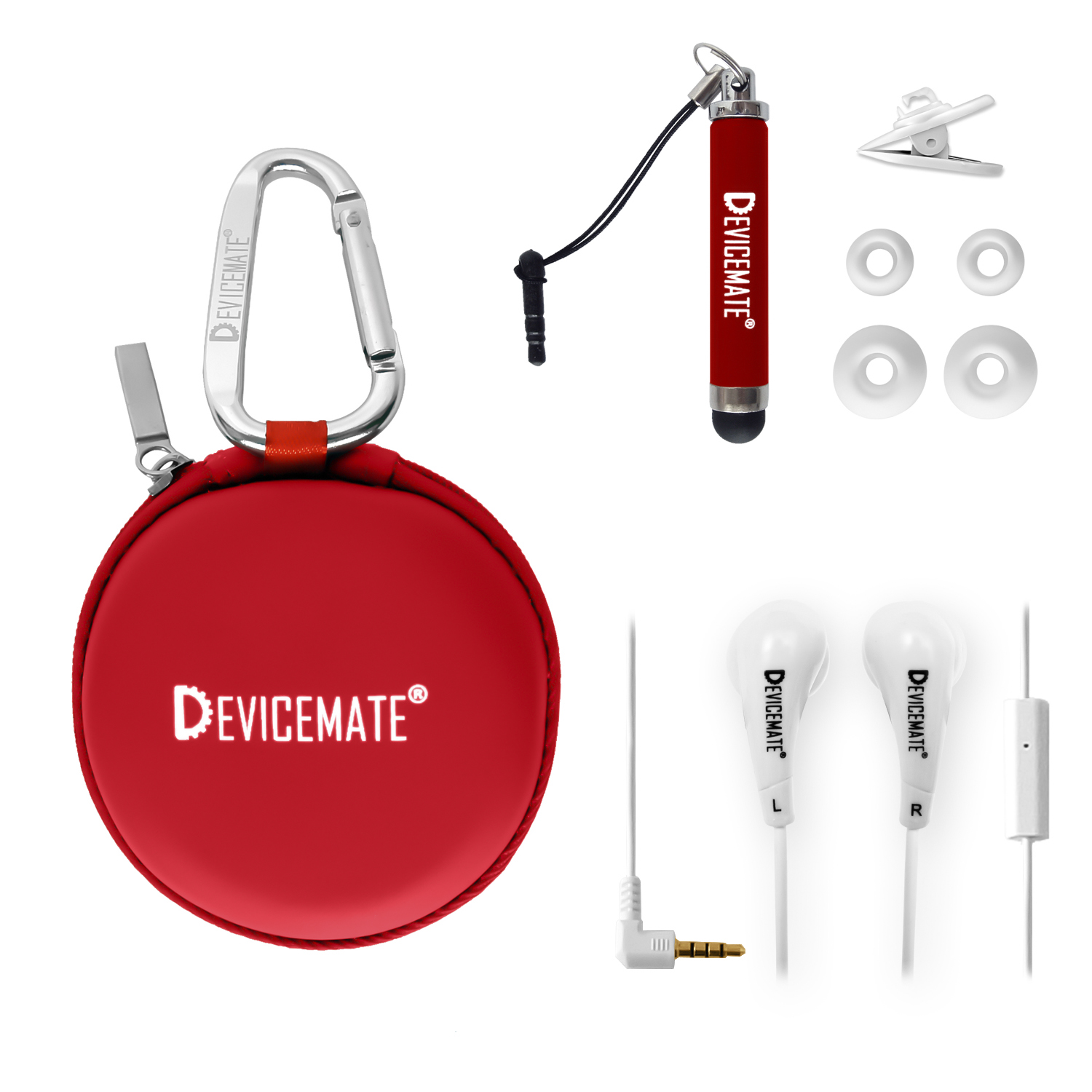 DEVICEMATE® SD 455-BRD Earphones w/mic for iPhone [Buc Red] Case