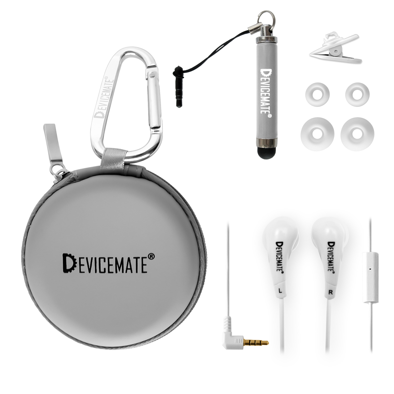 DEVICEMATE® SD 455-SLG Earphones w/mic for iPhone[Slt Gray] Case